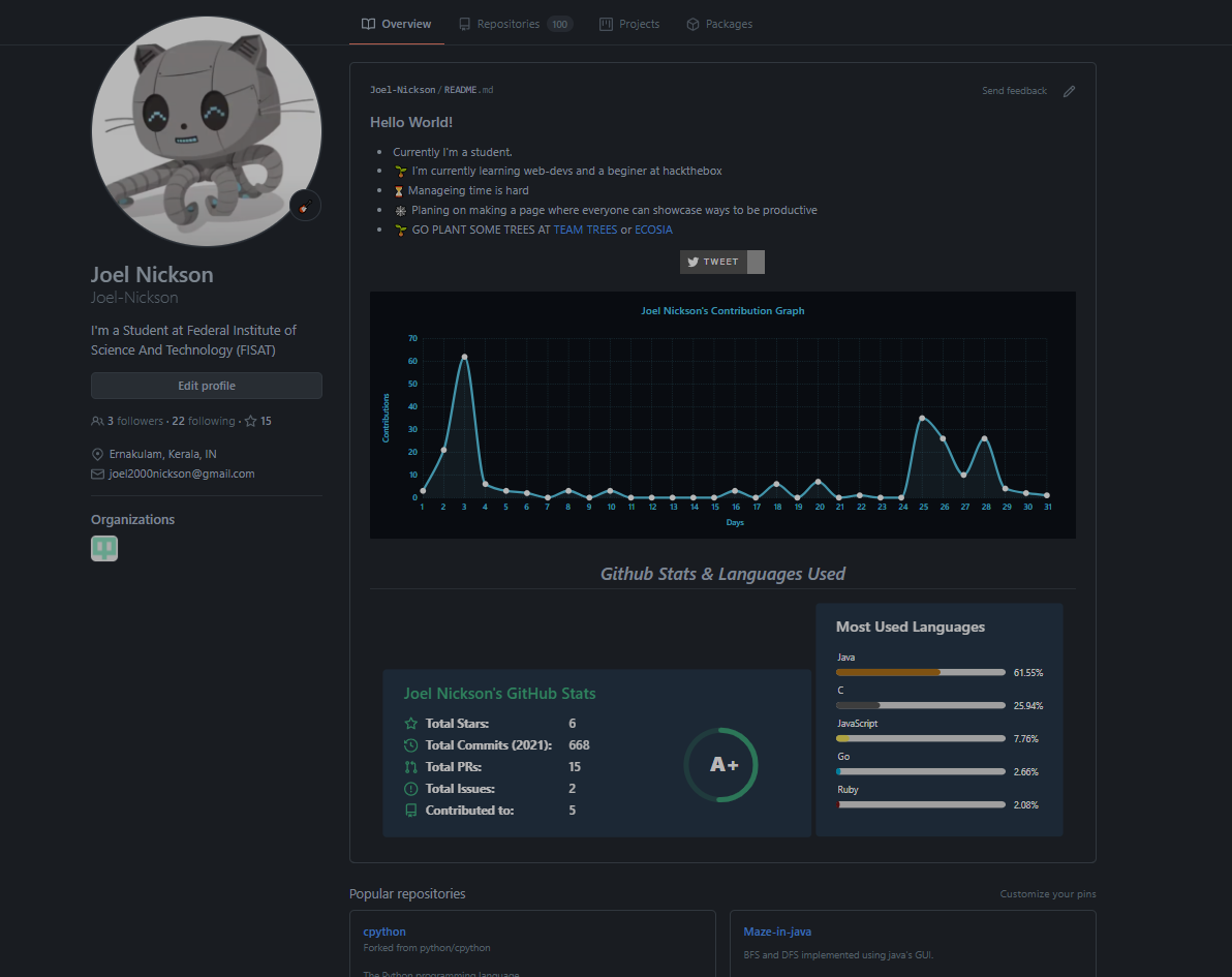 GitHub profile of {{ name }}