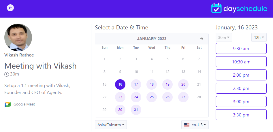 appointment scheduling widget