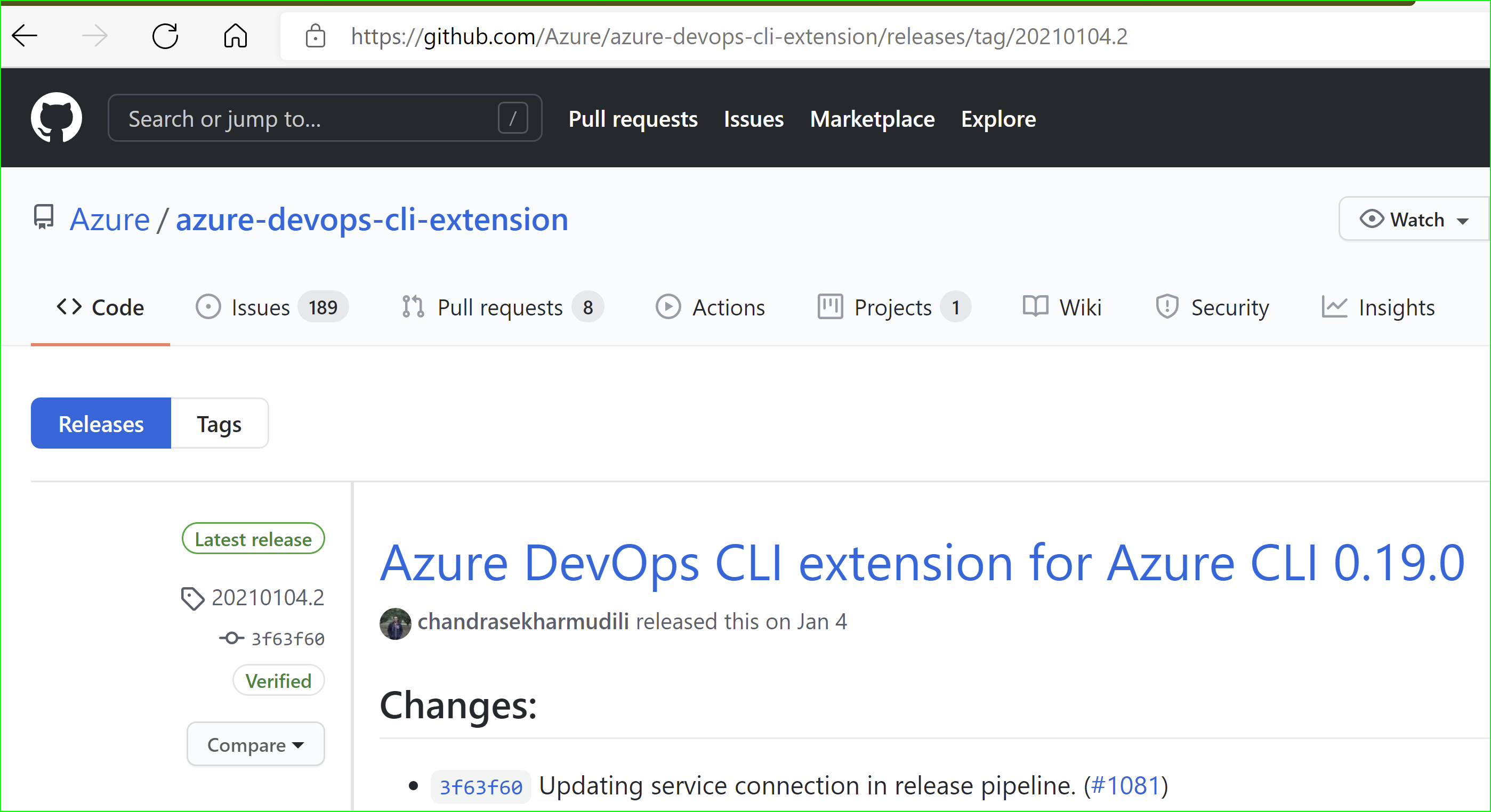 Unable to upgrade to the latest azuredevops extension (v0.19.0