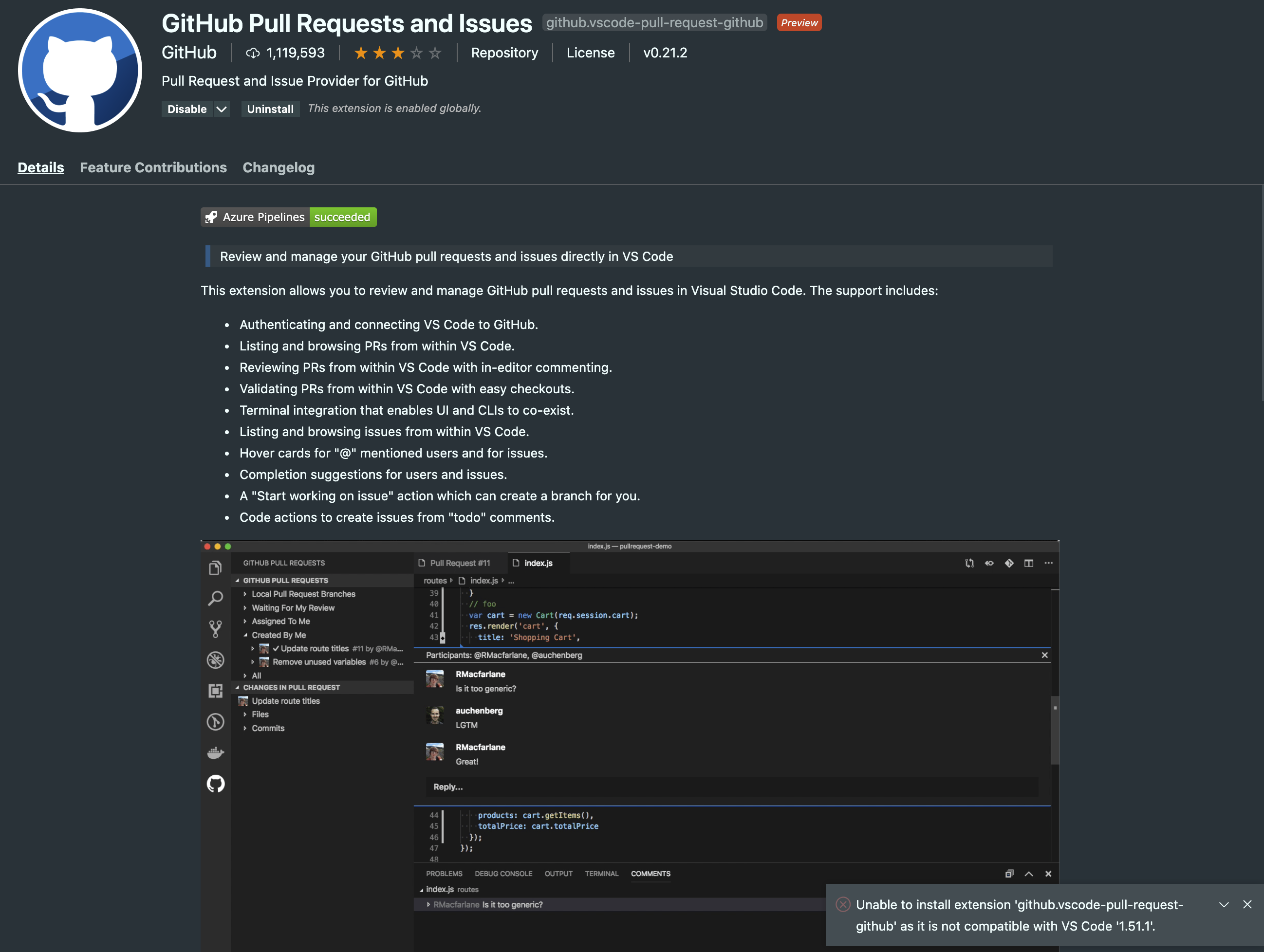 Can't update past 0.21.2 · Issue #2320 · microsoft/vscode-pull-request ...
