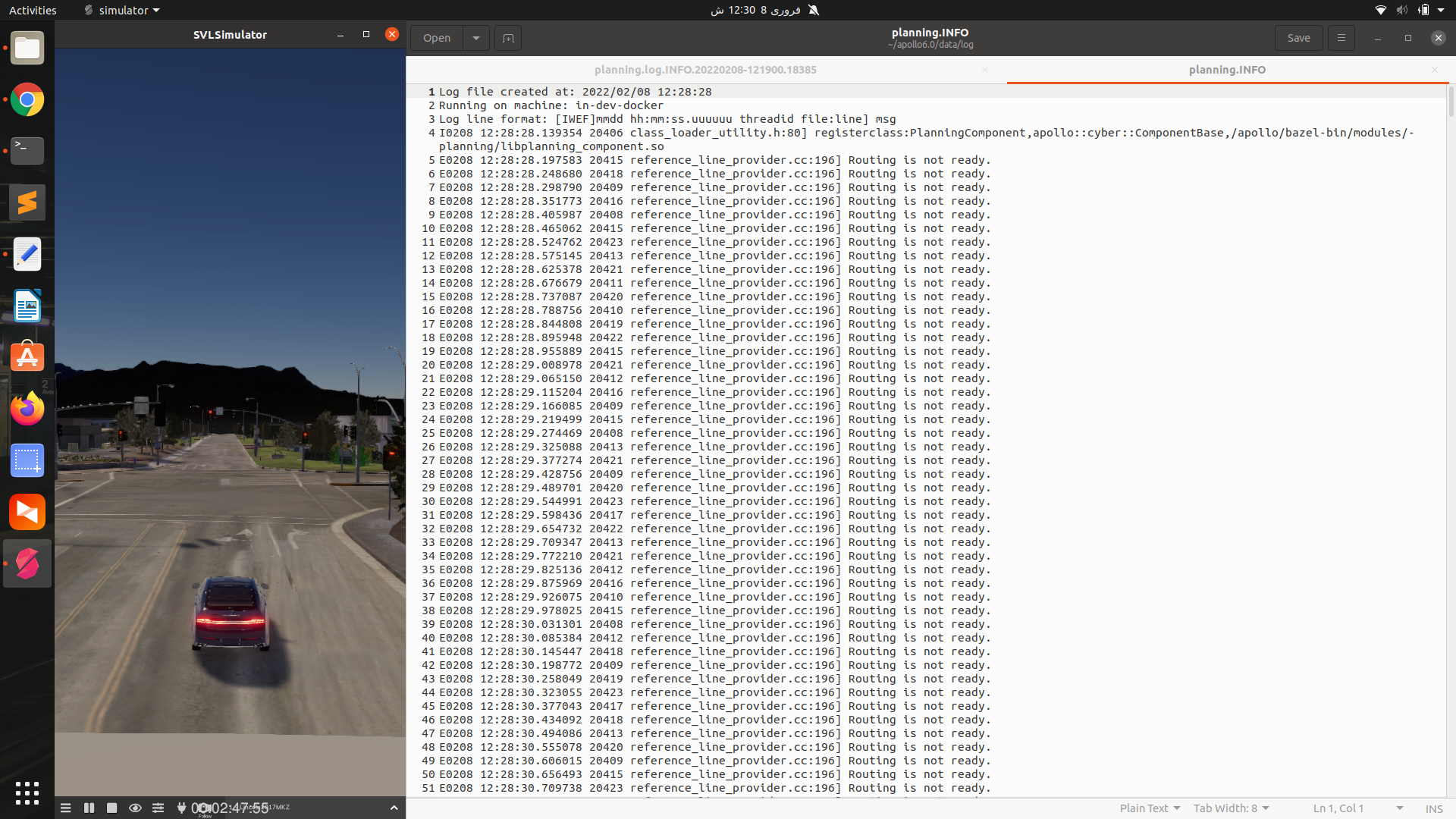Apollo6.0 and lgsvl simulator gives error in planing module while ...