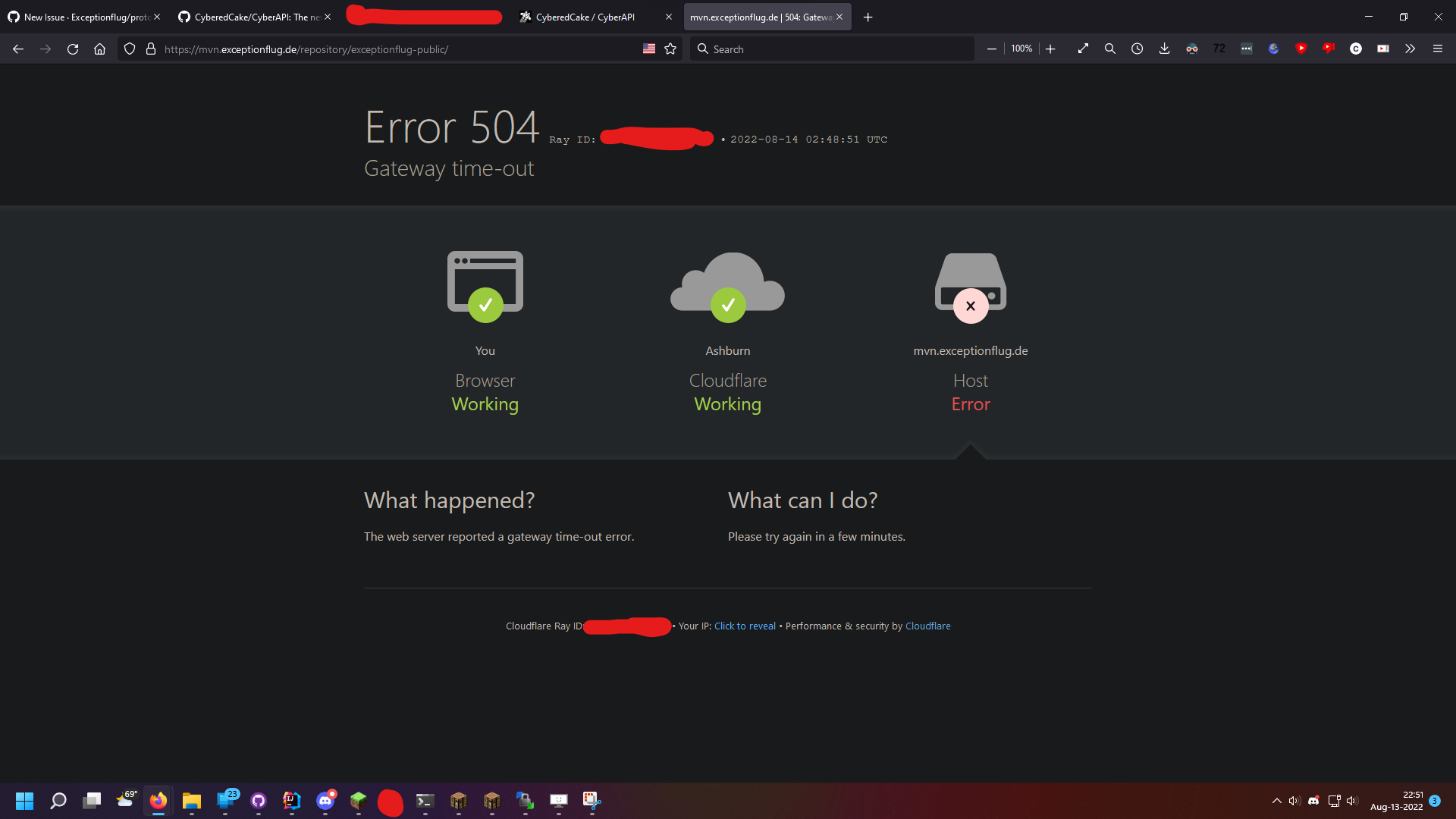 Recieved status code 504 from server: Gateway Timeout · Issue #156 ...
