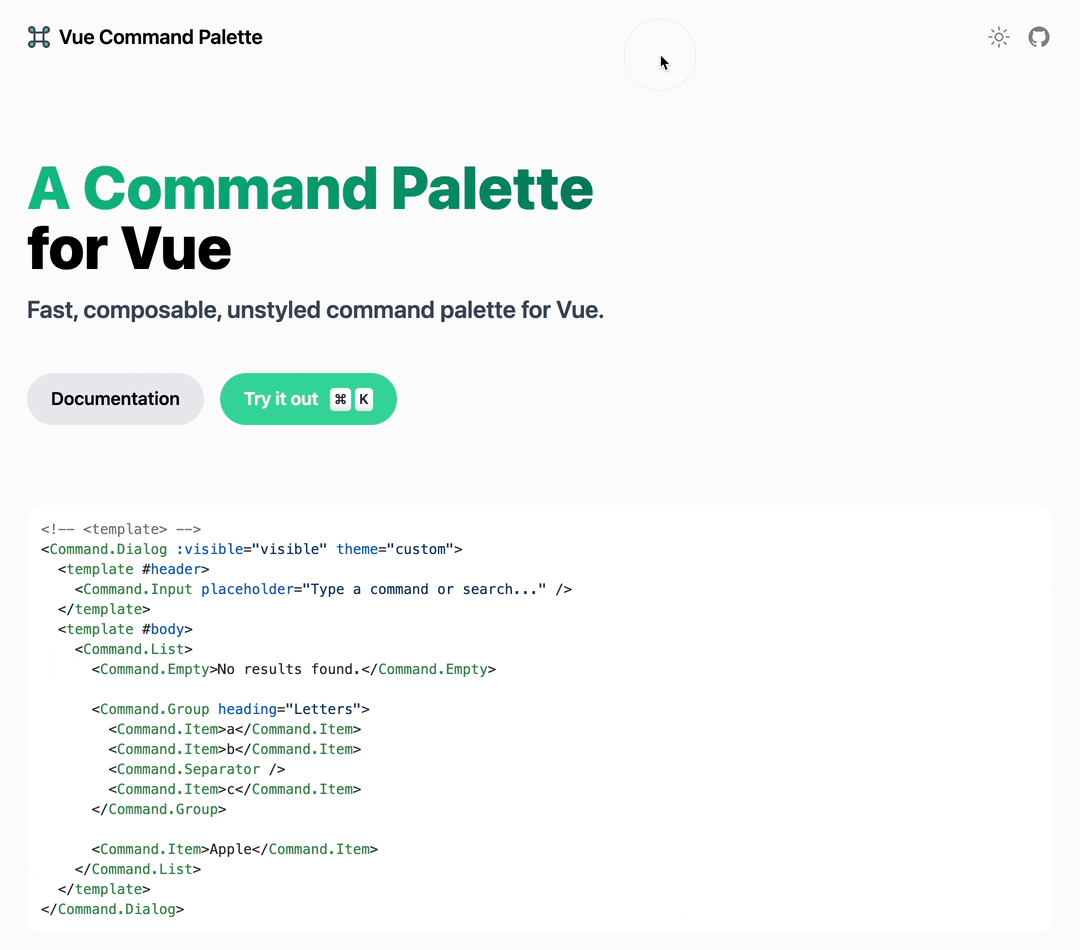【开源自荐】为 Vue 生态打造的 Command Palette （CMD + K）类库 · Issue #2683 · ruanyf ...