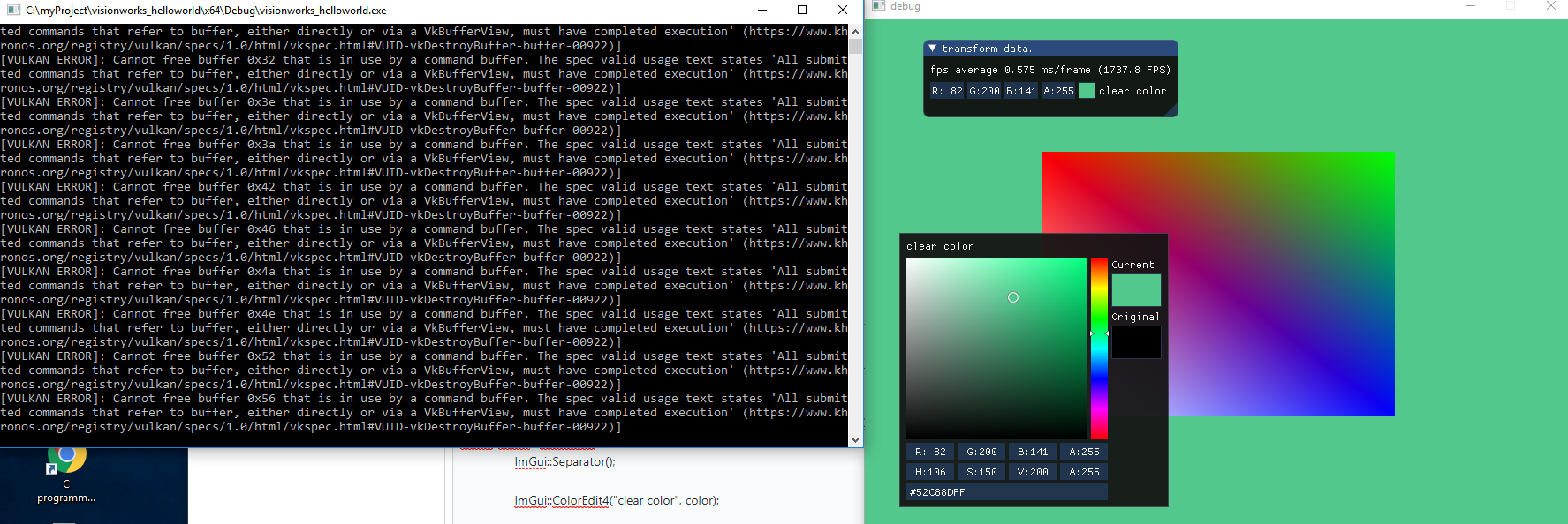 Vulkan debug/validation layer is triggered during color picking · Issue ...