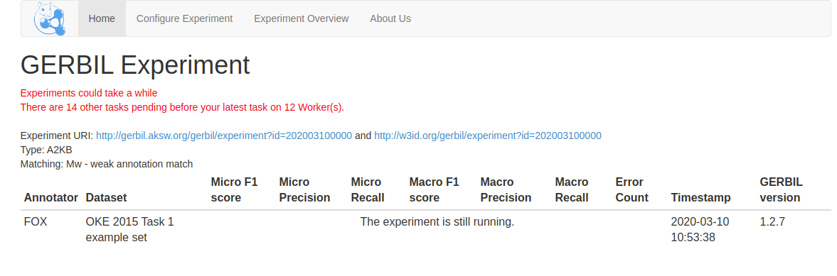 gerbil aksw org gerbil experiment id=202003100000