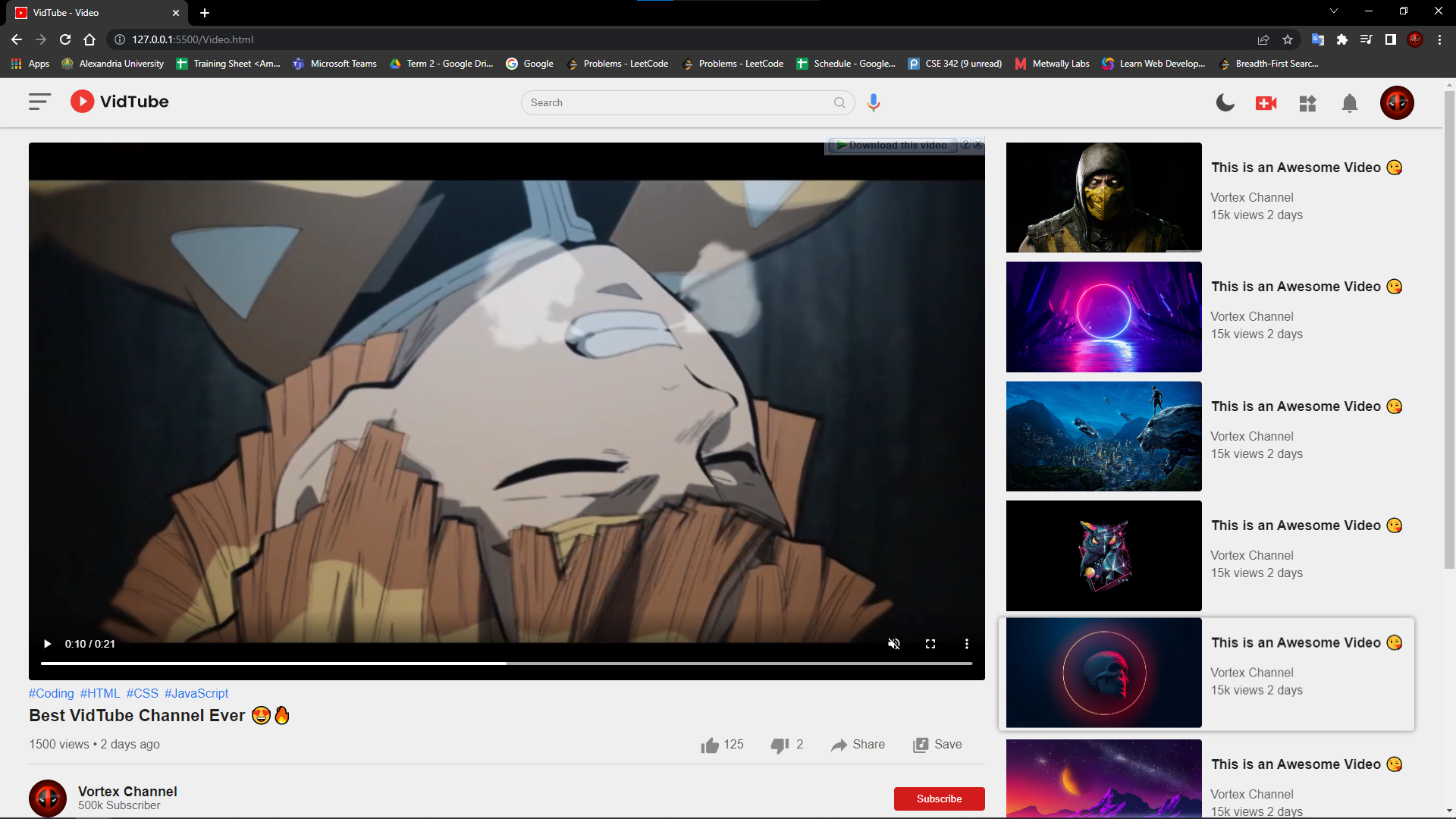 GitHub - amrvortex/Youtube_Clone--HTML-CSS-JS: a clone of the home page ...