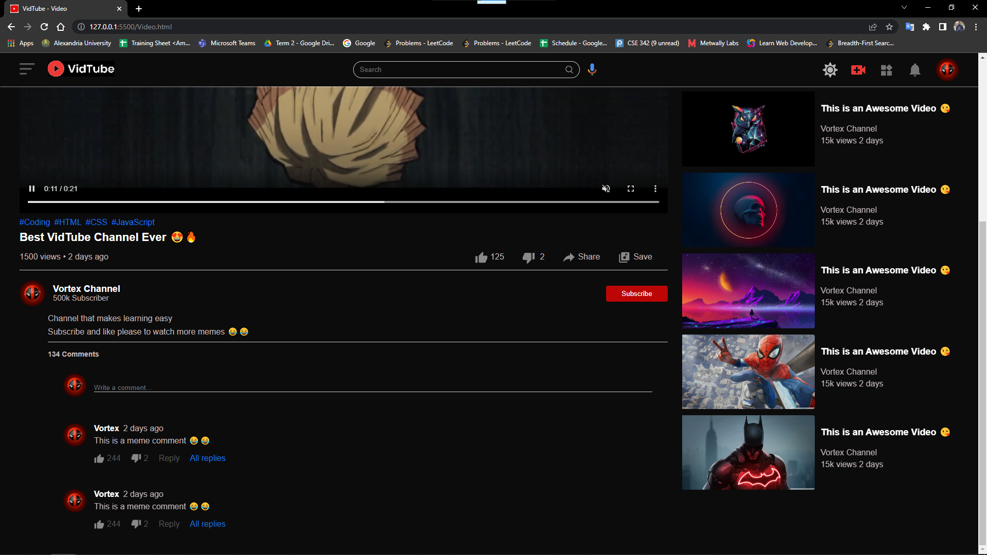 GitHub - amrvortex/Youtube_Clone--HTML-CSS-JS: a clone of the home page ... image.