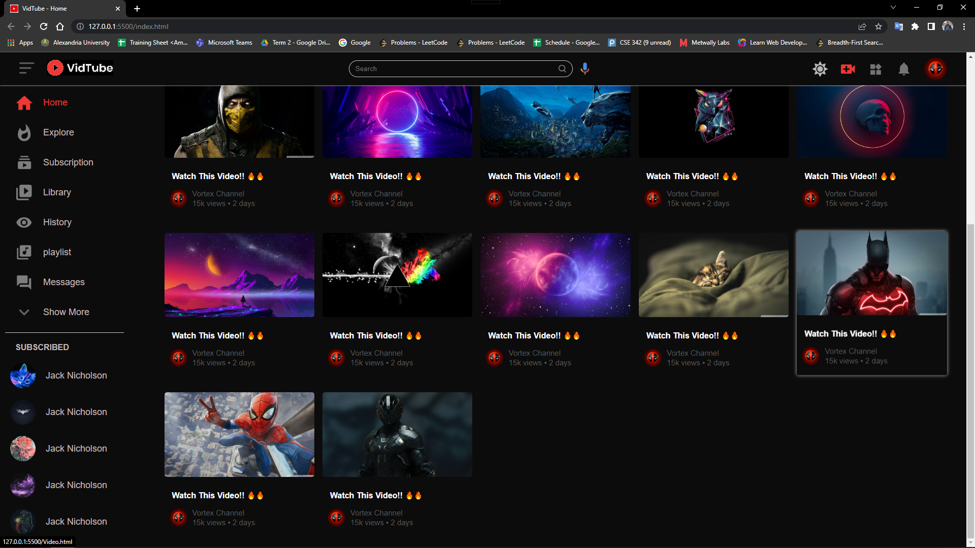 GitHub - amrvortex/Youtube_Clone--HTML-CSS-JS: a clone of the home page ...