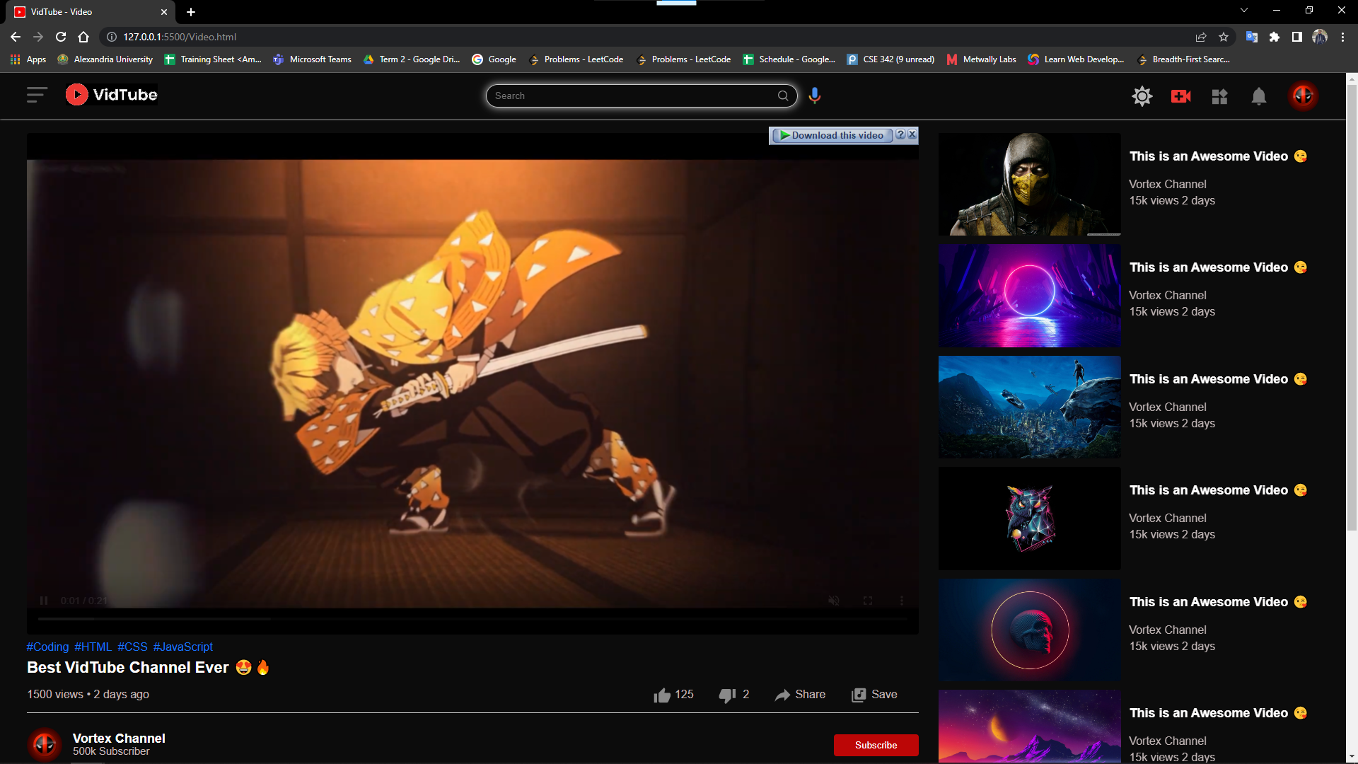 GitHub - amrvortex/Youtube_Clone--HTML-CSS-JS: a clone of the home page ...