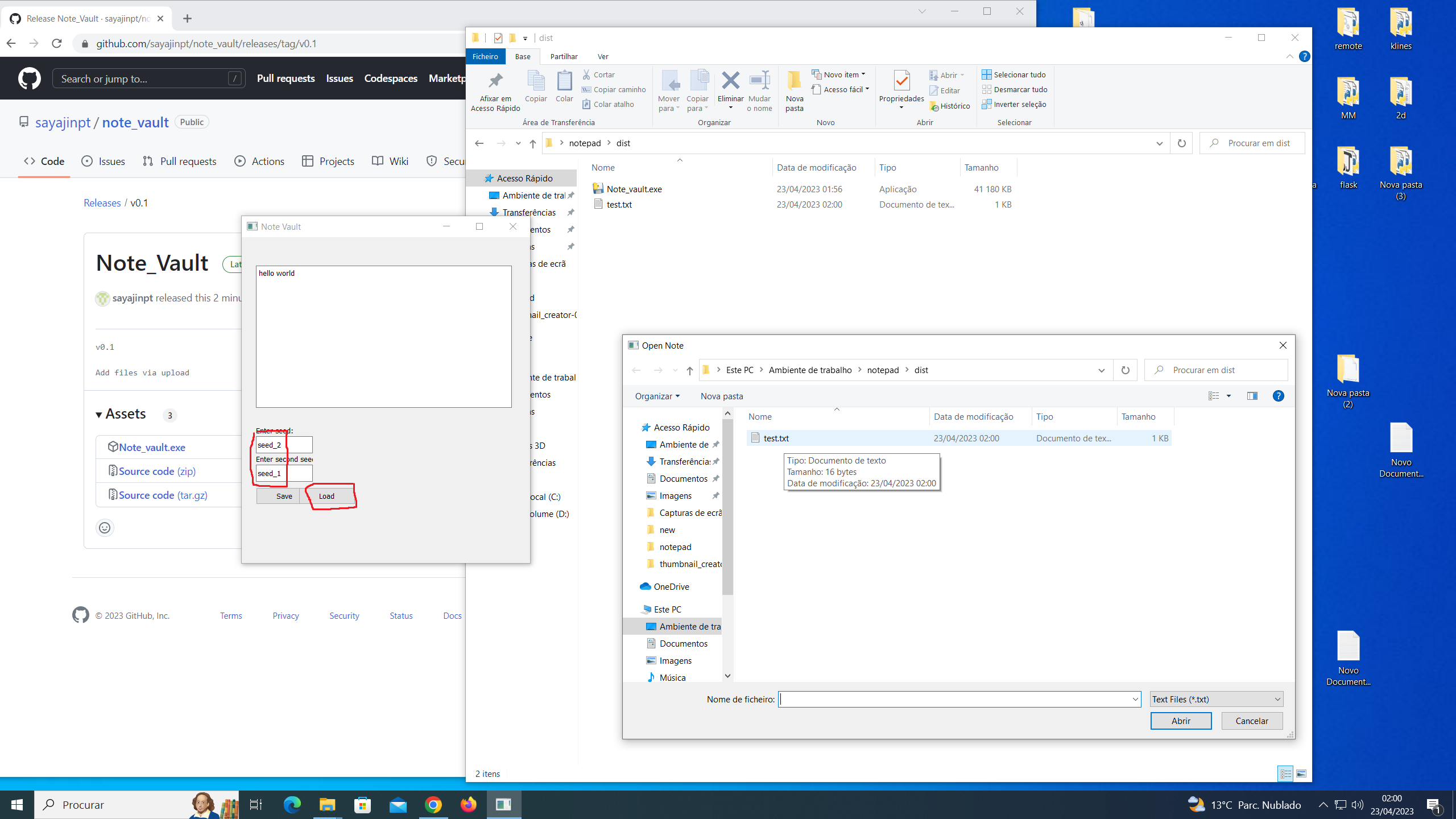 GitHub sayajinpt/note_vault notepad that saves the txt file