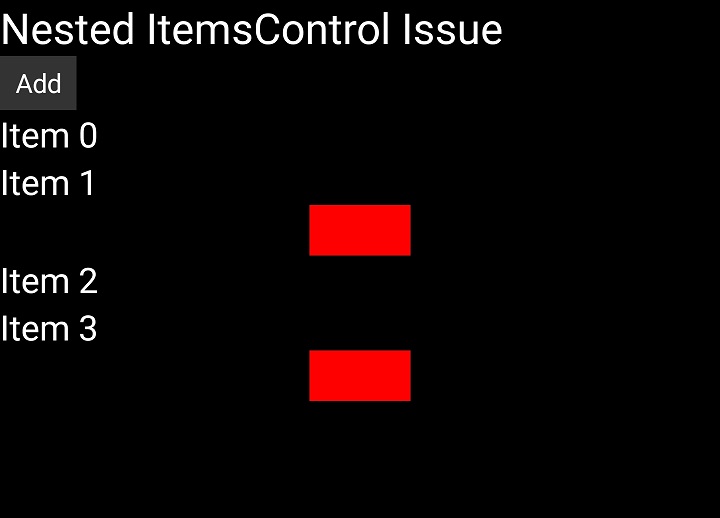 [Android] Nested `ItemsControl` breaks when adding new top-level items ...