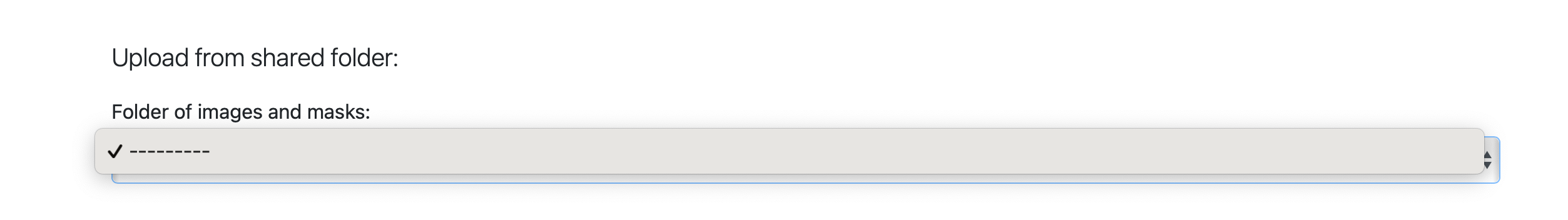 Image upload page with empty dropdown
