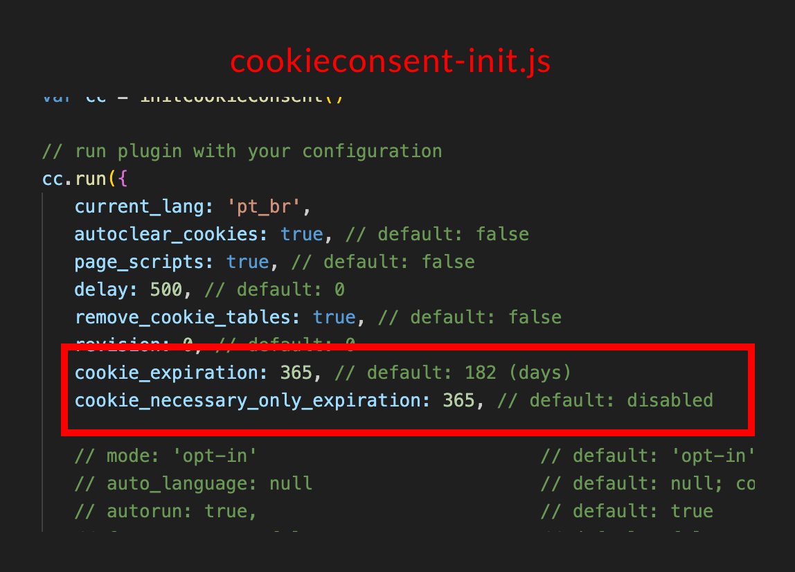 [Bug] 'cookie_expiration' and 'cookie_necessary_only_expiration' have no effect · Issue 546