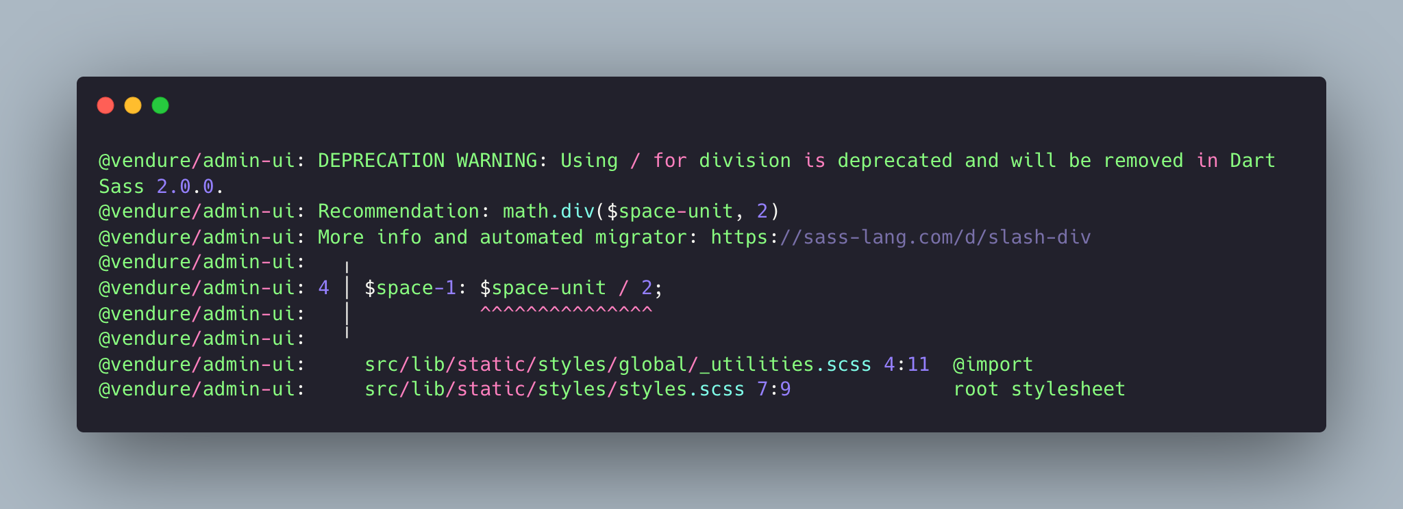 Warning about division in Sass · Issue #1293 · vendure-ecommerce ...