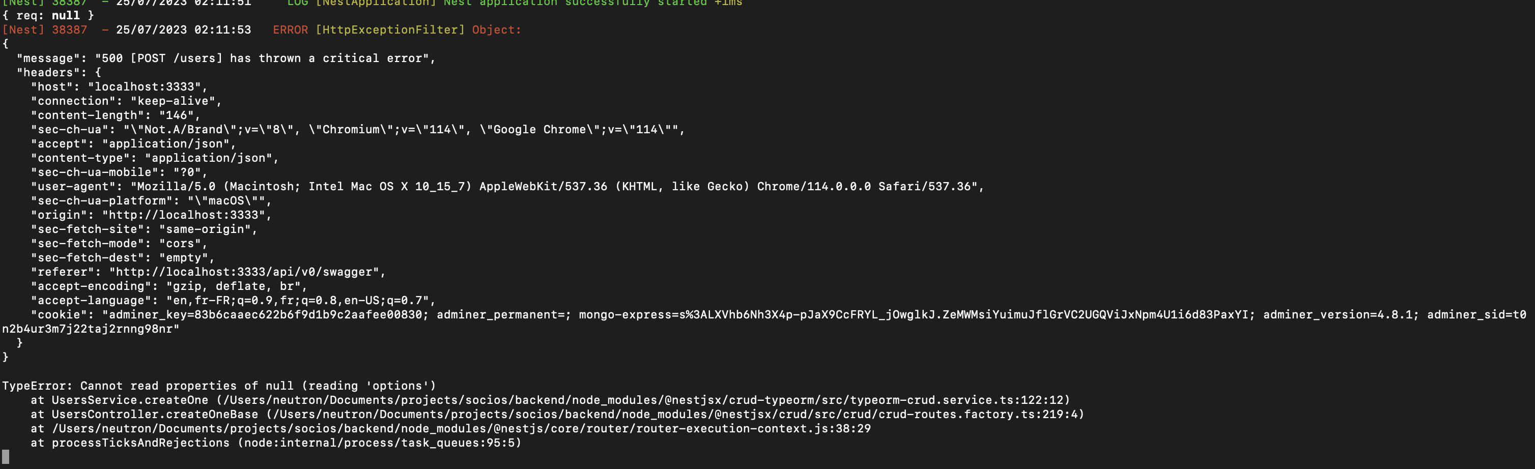 Cannot destructure property parsed of req as it is null issue