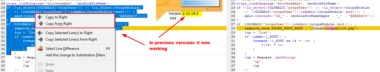 Bug: Can't copy selected text, if it has non-changed lines · Issue ...