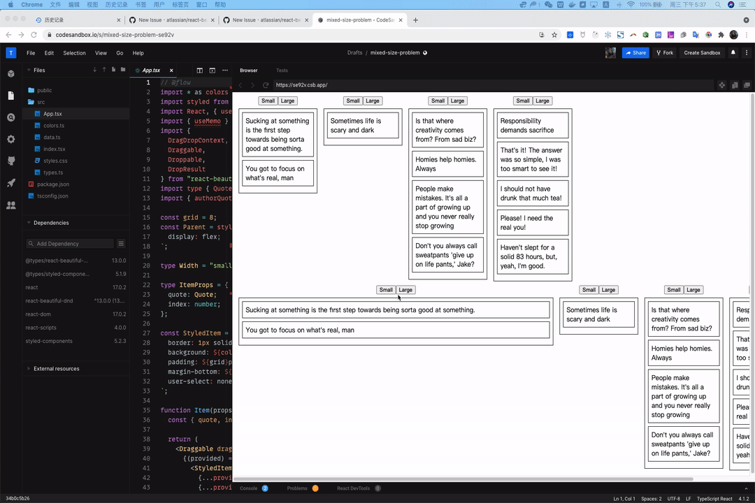 Collision detection problem when dragging a big item from another row ...