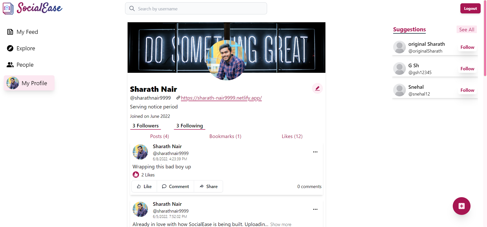 GitHub - sharathnair9999/Social-Ease: Social Ease is a Full Stack ...