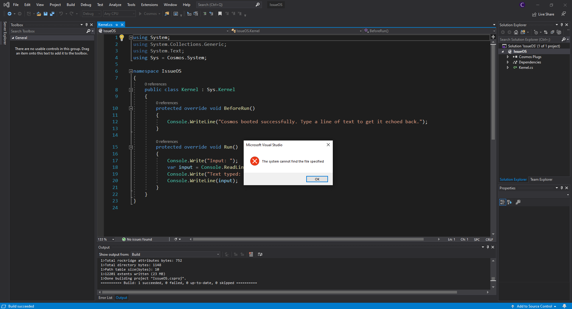 ISO Failed to Build · Issue #1355 · CosmosOS/Cosmos · GitHub