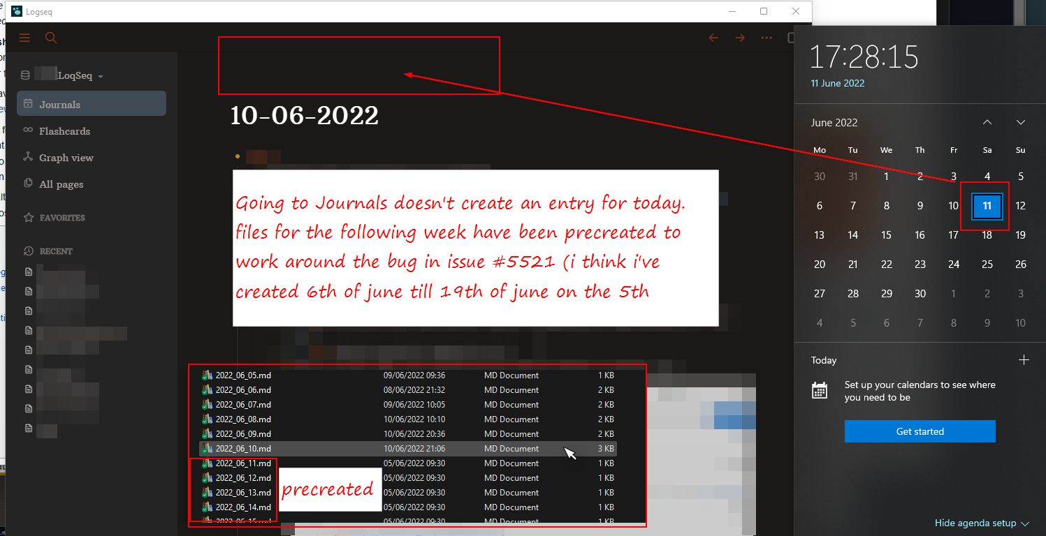Journal for today isn't created · Issue #5660 · logseq/logseq · GitHub
