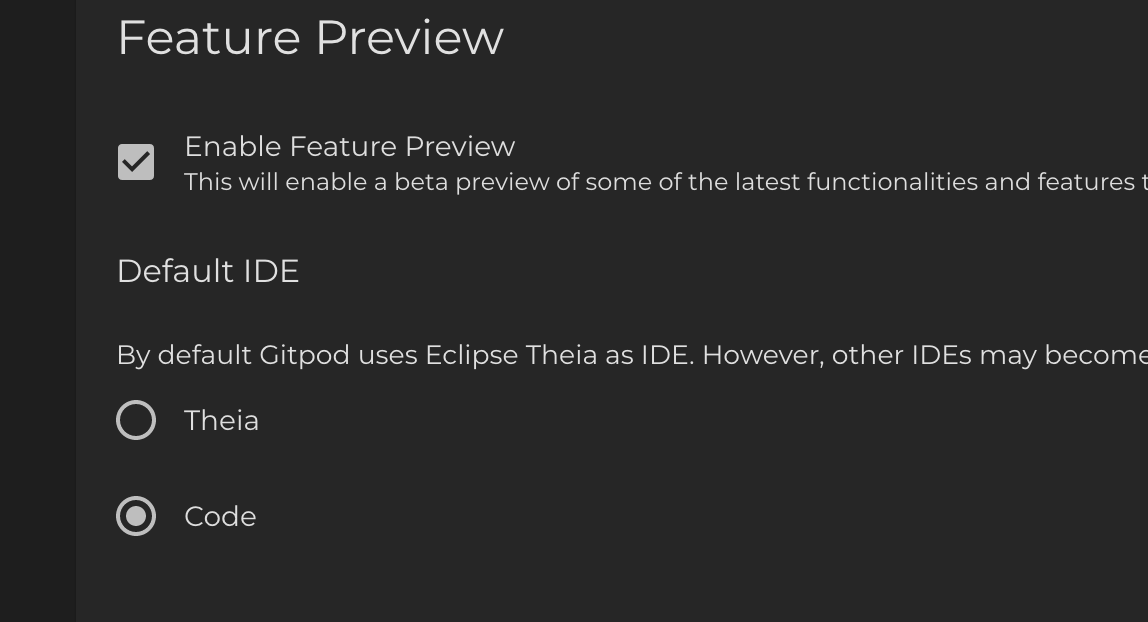 Default Ide Settings/preferences for Code IDE does not save · Issue #3230 · gitpod ...