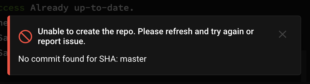 Export to new GitHub repository does not work for server sandbox ...
