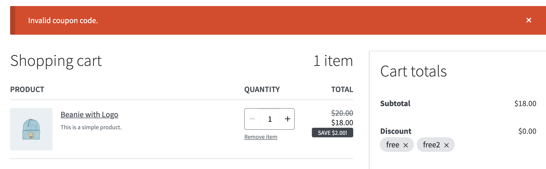 Previously applied coupons that no longer meet criteria are still