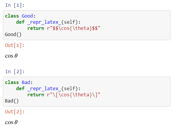 `_repr_latex_()` does not work with equations enclosed in `\[` and ...