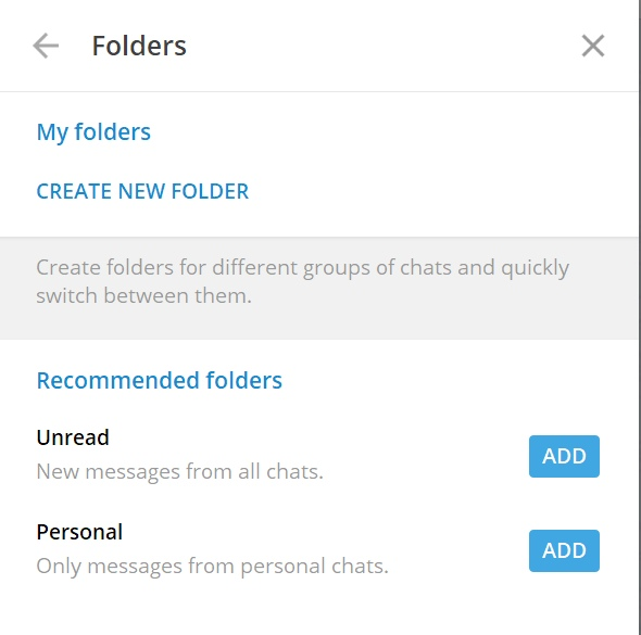 Chat folders. Telegram folders.