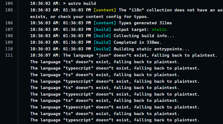 [v2] Code syntax highlight - Build log: The language 