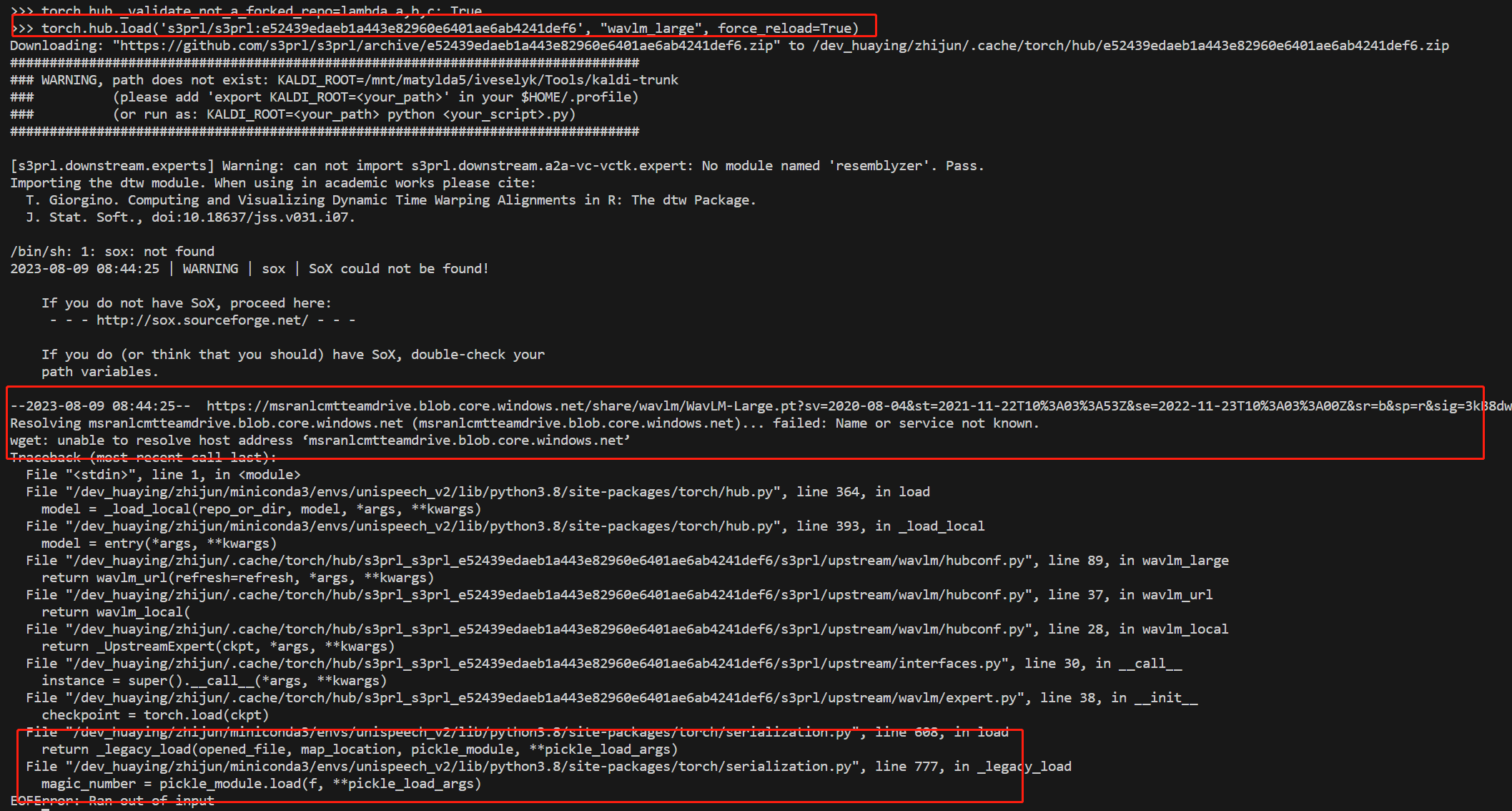 error when torch.hub.load('s3prl/s3prl