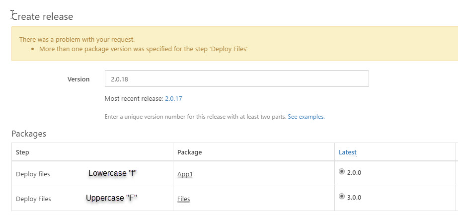 Error selecting packages with duplicate case-insensitive step names ...