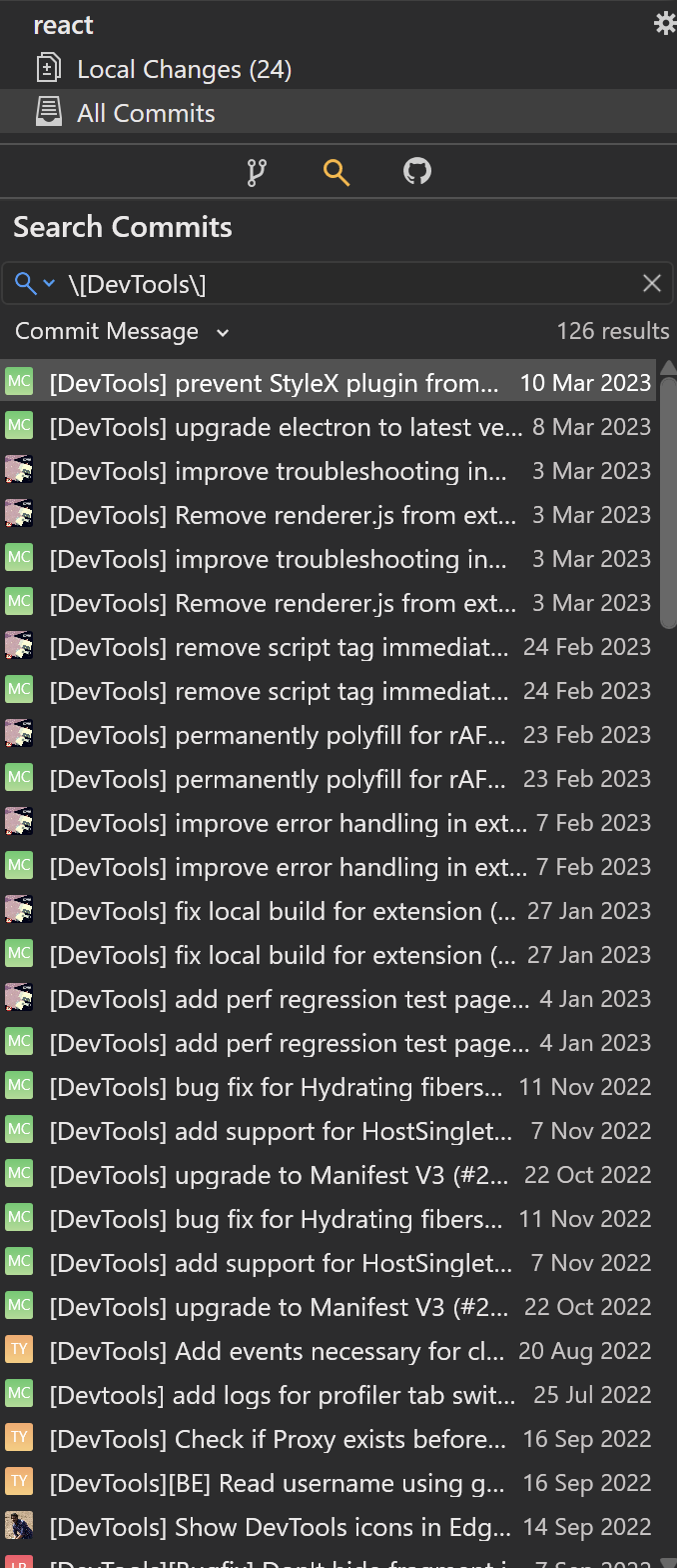 Filter commits by regex · Issue 1849 · forkdev/TrackerWin · GitHub