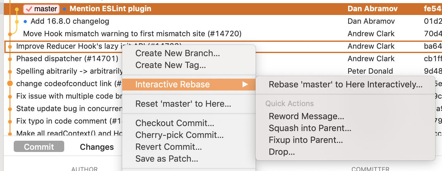 Easier way to squash commits · Issue 36 · forkdev/TrackerWin · GitHub