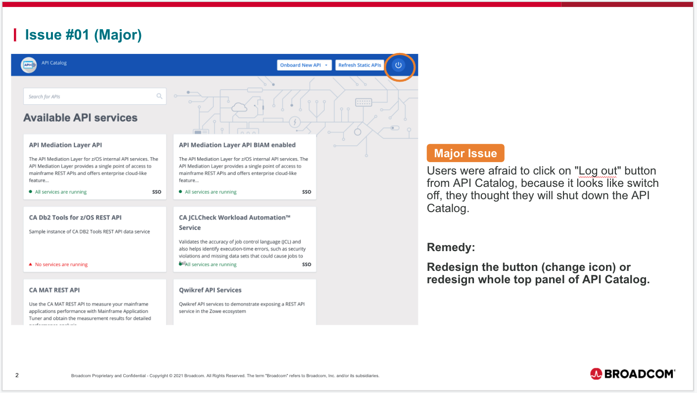 API Catalog - confusing "Log out" button · Issue #2017 · zowe/api-layer ...