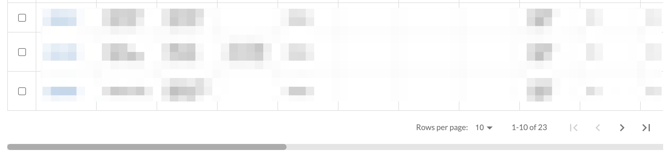 When table has many columns and scroll right, pagination section is ...