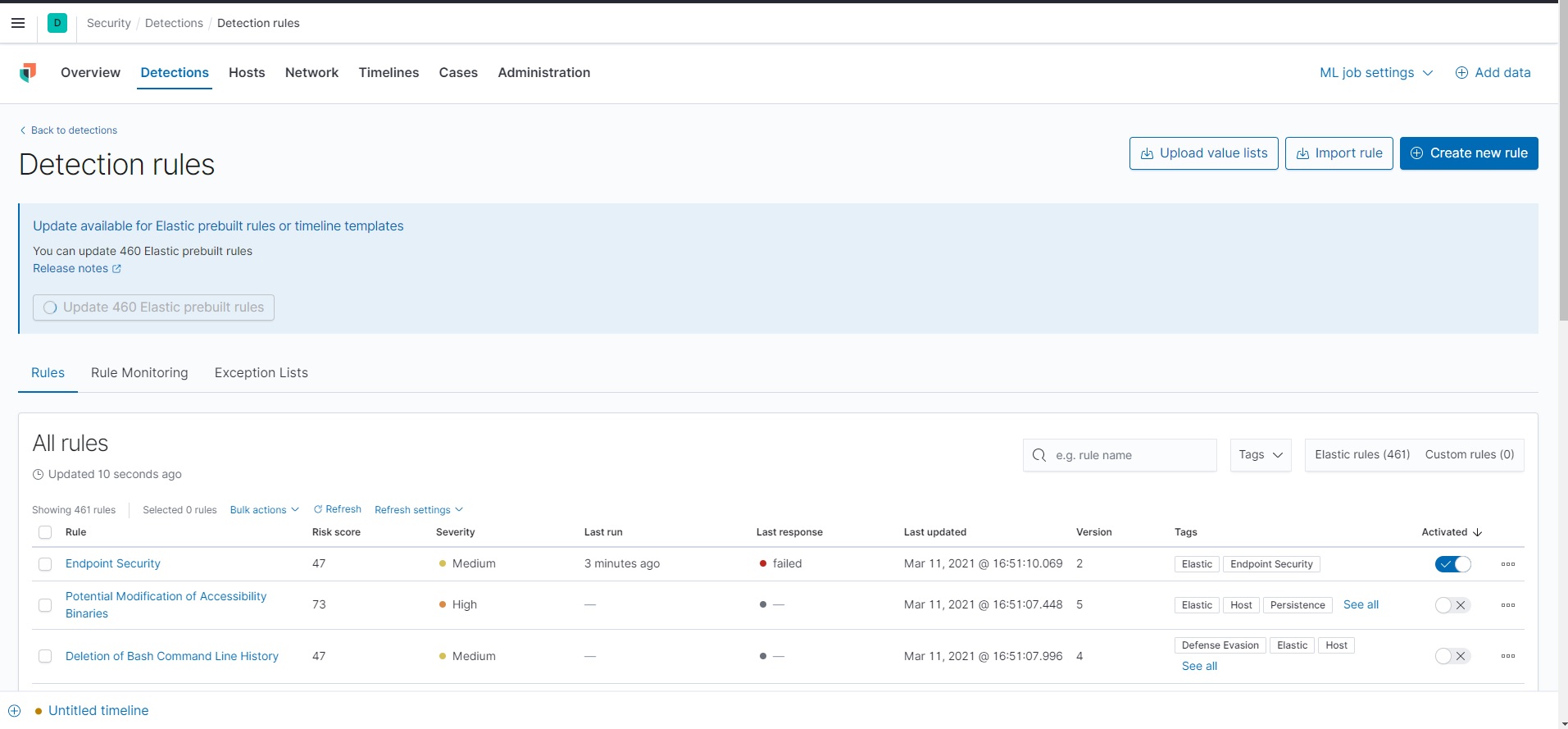 [Security Solution] Error is displaying when updating the Elastic rules ...