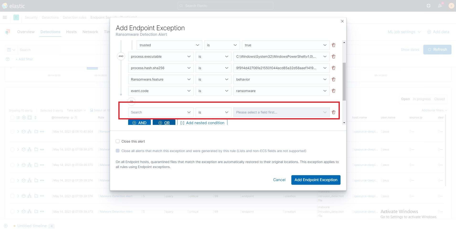 [Security Solution] Error occurred and an exception is also saved when ...