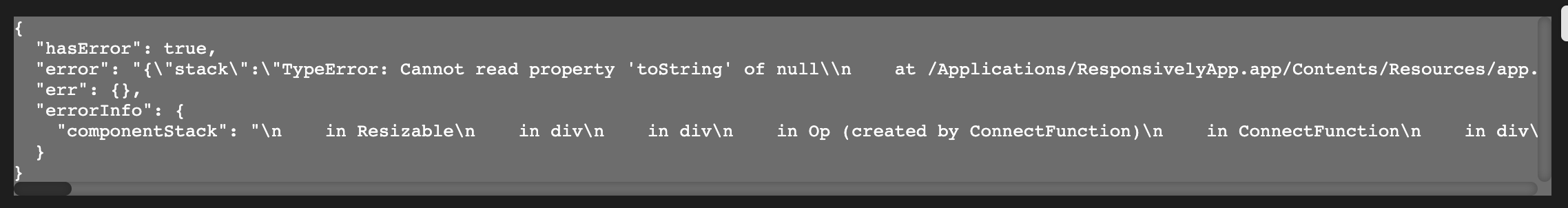 error in app