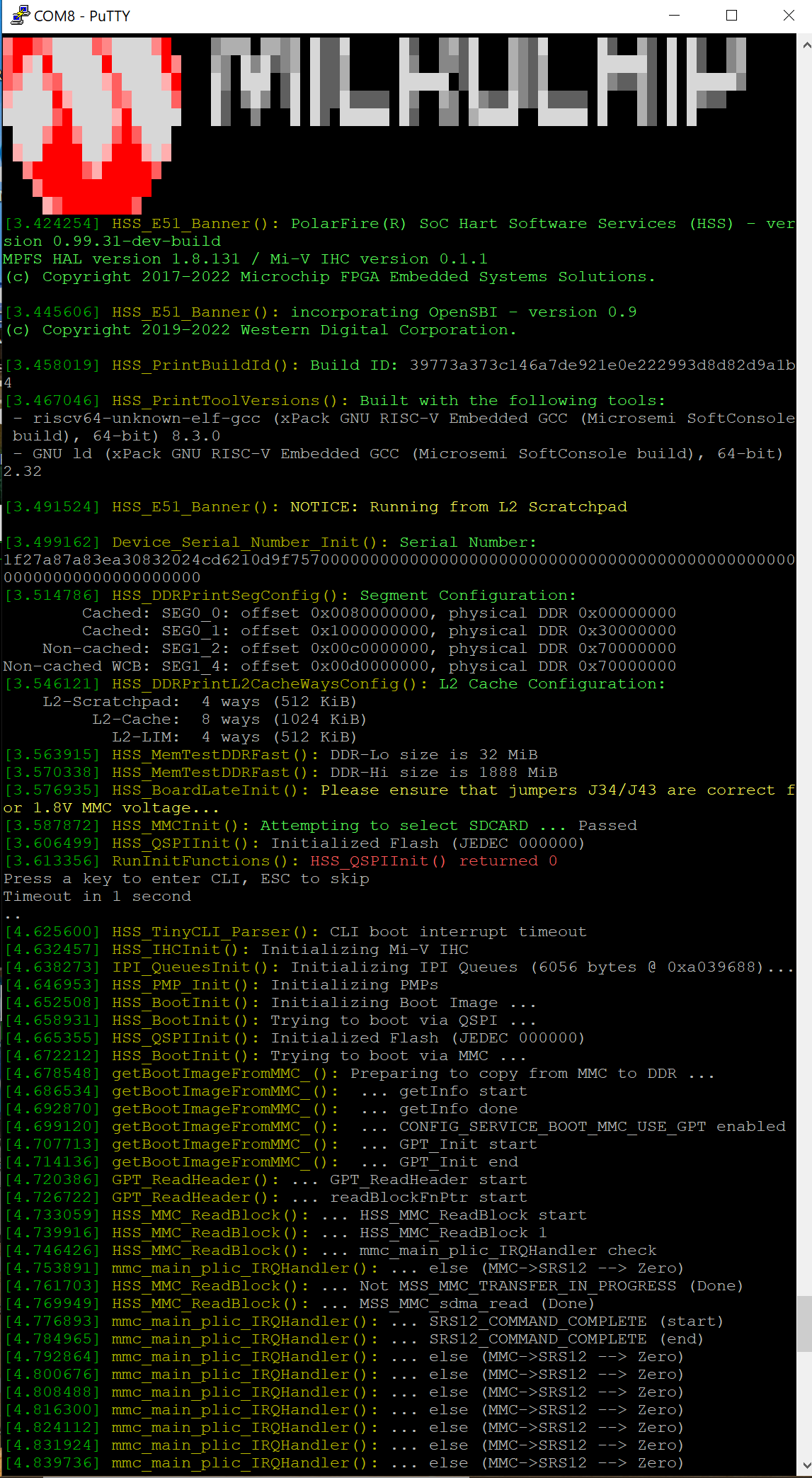 [HSS 2022.03 with PMP enabled] HSS hands-up because "MMC->SRS12" keeps ...