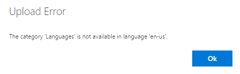 Got "The category 'Languages' is not available in language'en-us'" When ...