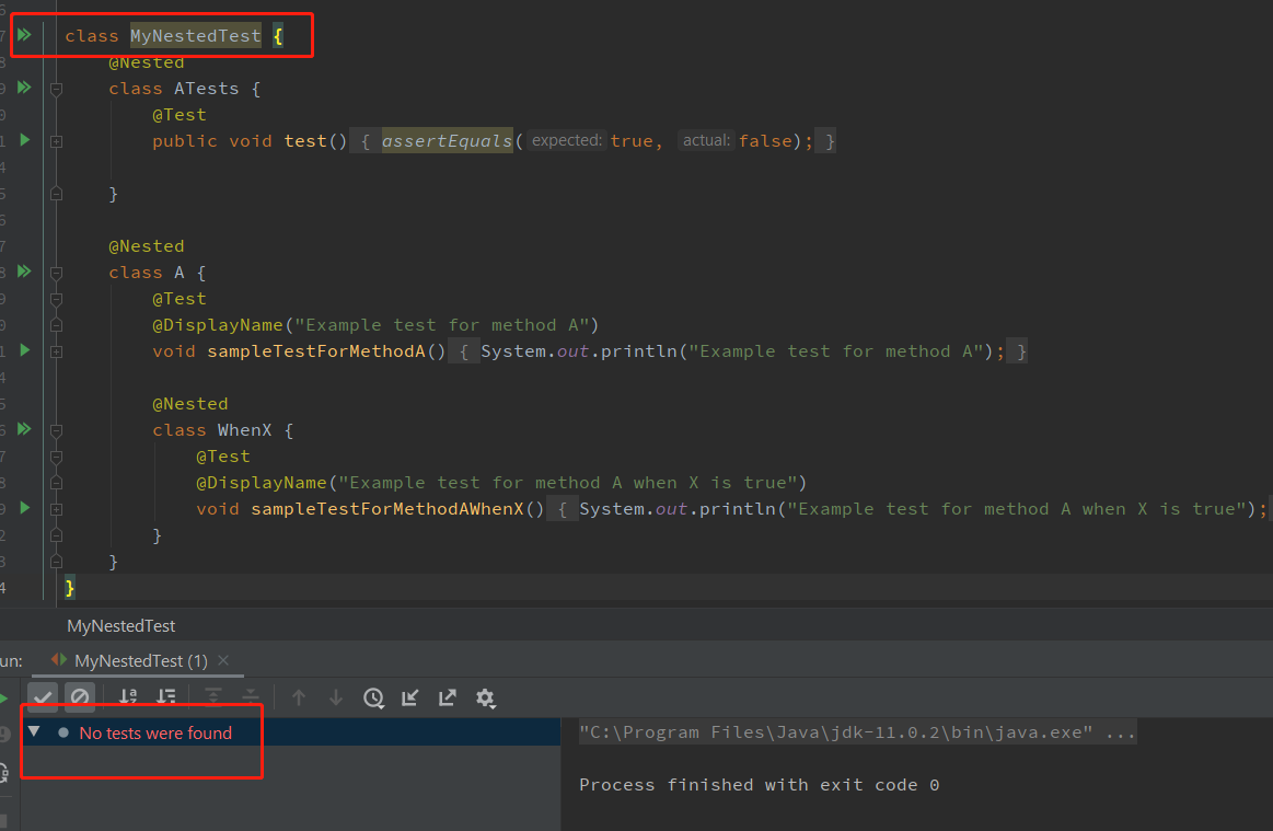 The class which only contains nested classes can't show code lens ...