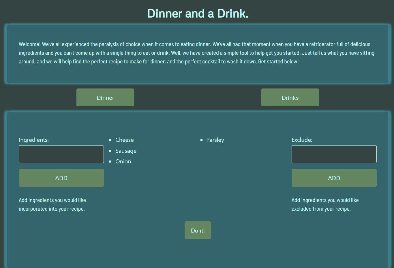 GitHub - eliglezz/dinner-and-a-drink