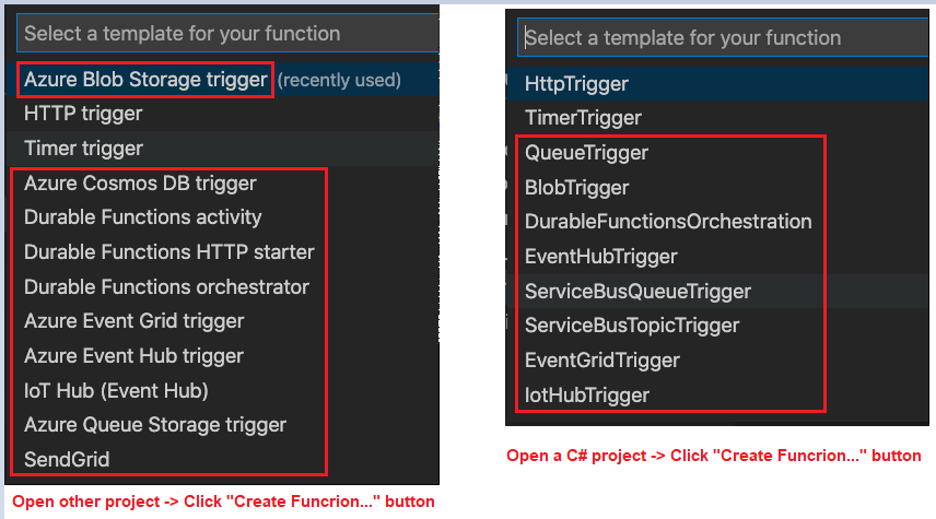 The templates list is inconsistent between opening a C# project and ...