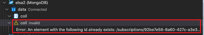 There is an invalid collection when creating a collection for MongoDB ...