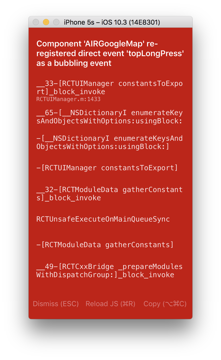"RCTMapboxGL" registered bubbling event "topLongPress" as a direct