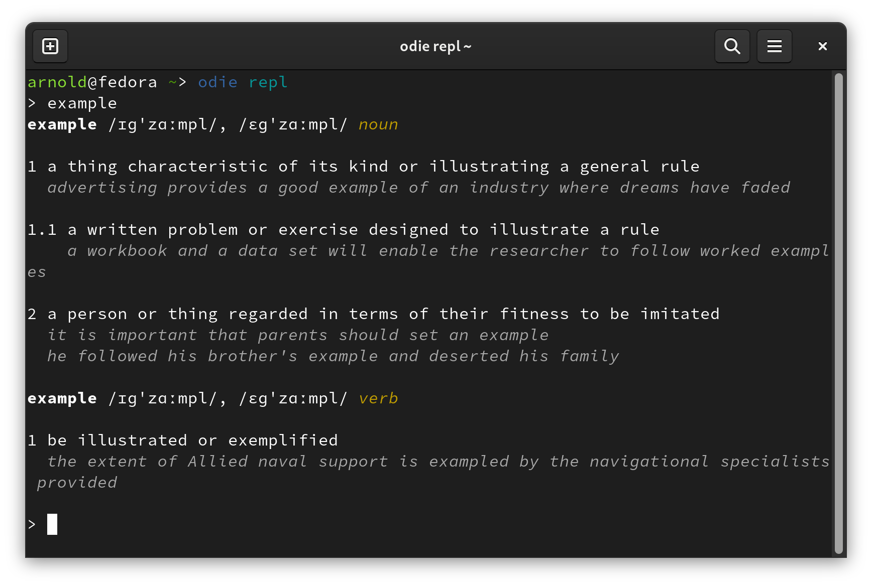 GitHub central182/odie A CLI wrapper of the Oxford Dictionaries API