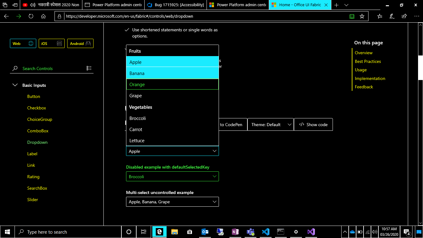 When you expand dropdown in high contrast mode, at a time two options ...