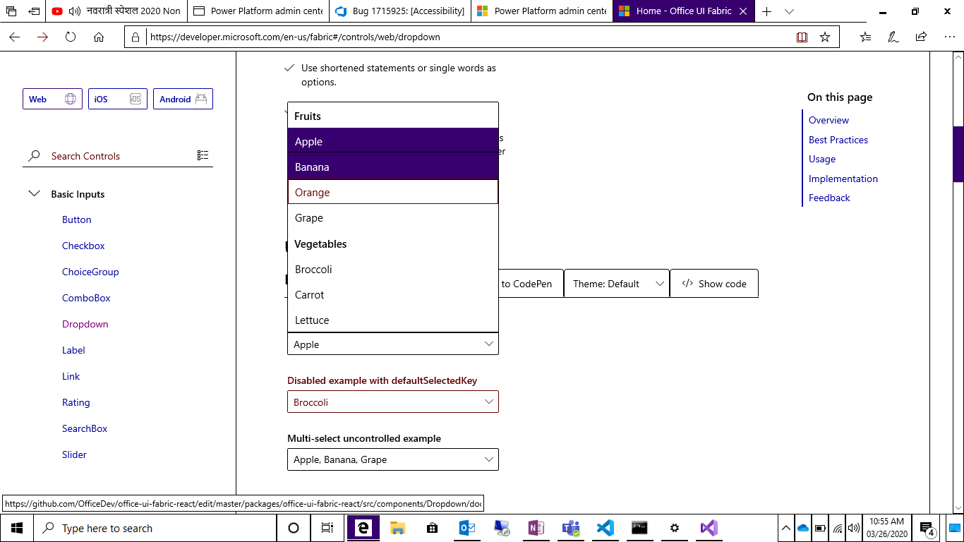 When you expand dropdown in high contrast mode, at a time two options ...