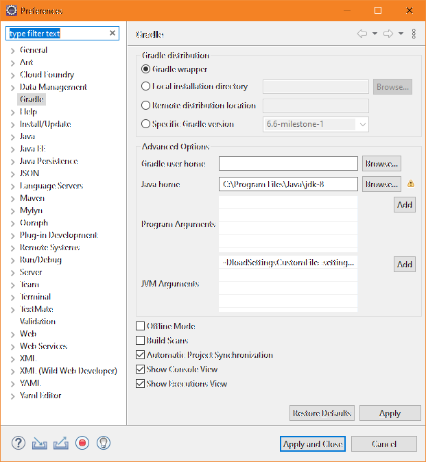 Allow selection of JDK/version to run Gradle Import · Issue 802